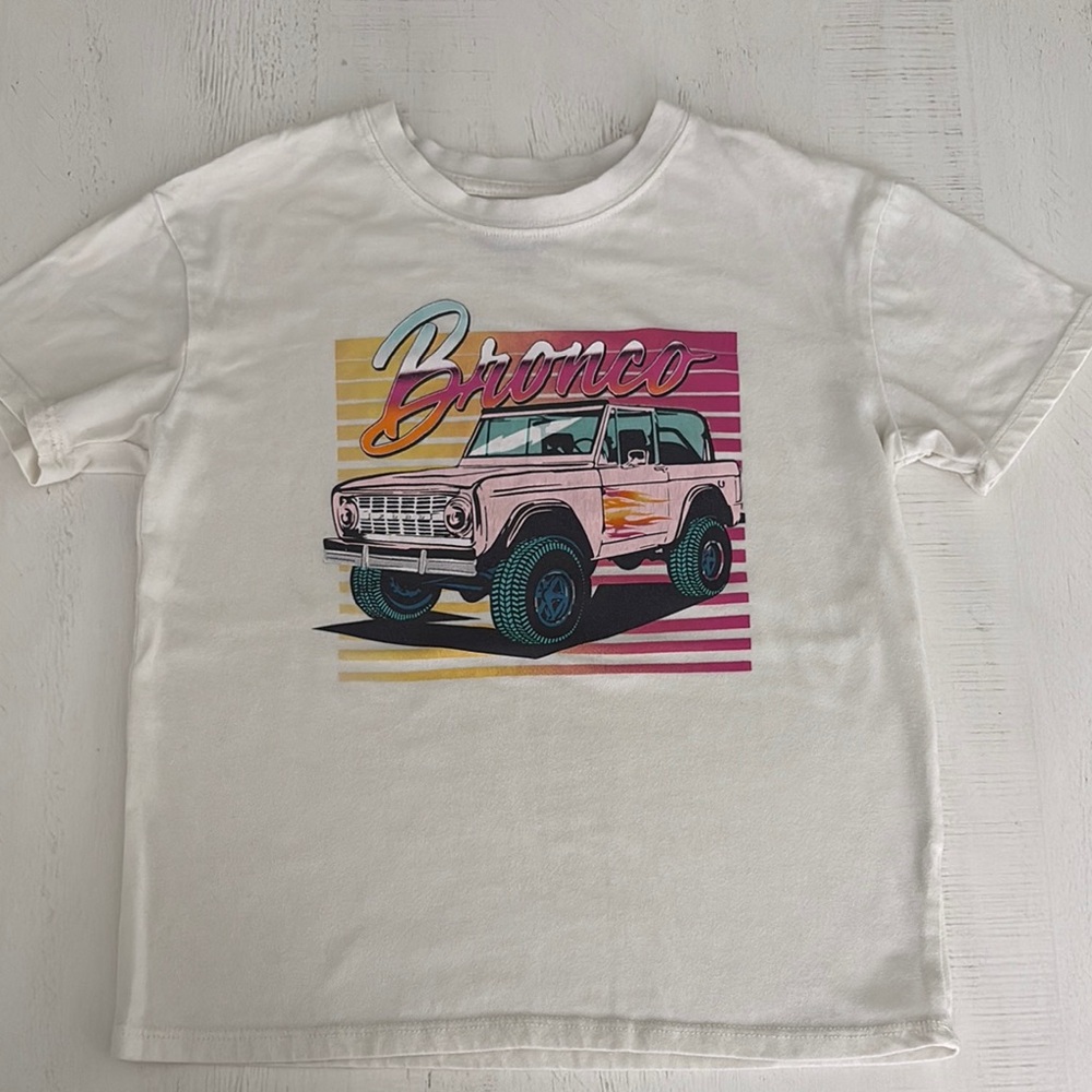 Ford Kids White T-Shirt with Colorful Bronco Design